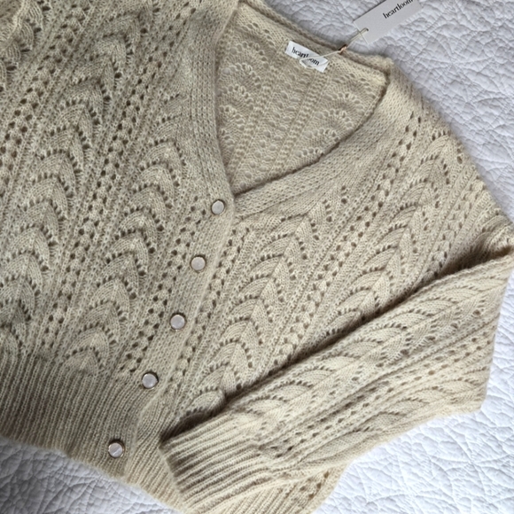 Heartloom Grenier Pointelle Wool Blend Cardigan - Picture 3 of 16